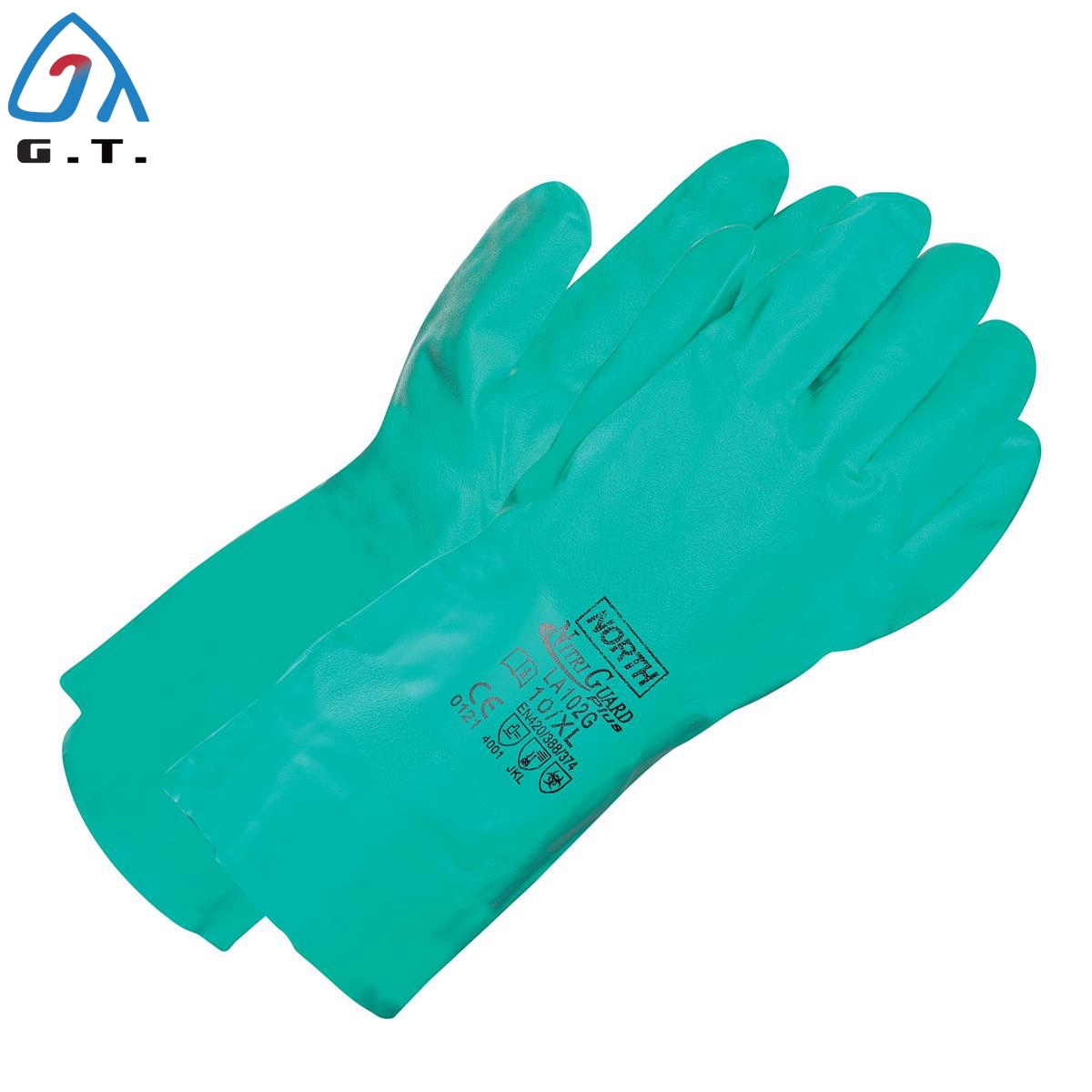 Cotton flocked Green nitrile glove GT-GR03